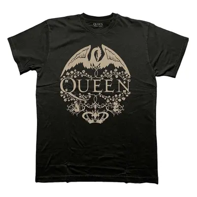 Queen Tričko Floral Crest Mono Unisex Black