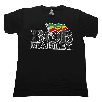 Bob Marley Tričko Flag Logo Unisex Black