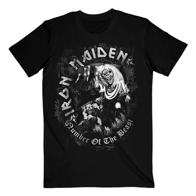 Iron Maiden Tričko Number Of The Beast Grey Tone Unisex Black