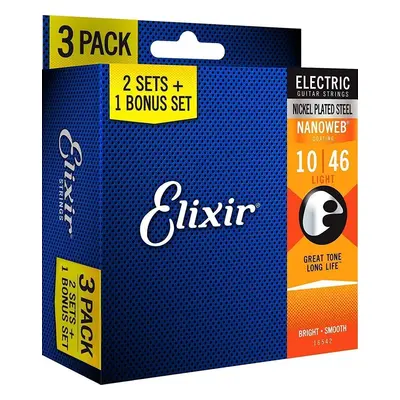 Elixir Nanoweb Electric Guitar Light Pack (10-46) Struny pro elektrickou kytaru