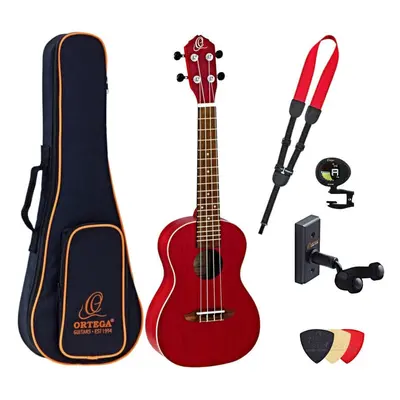 Ortega RUFIRE Deluxe SET Fire Red Koncertní ukulele