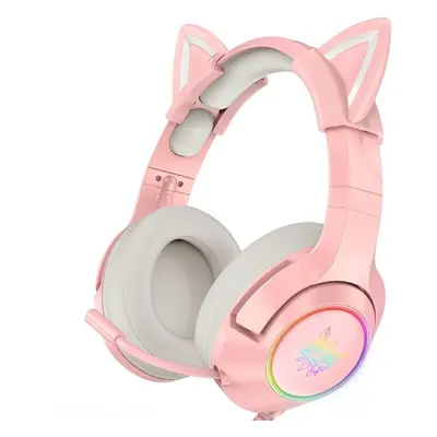 Onikuma K9 RGB Wired Gaming Headset With Cat Ears Růžová PC sluchátka