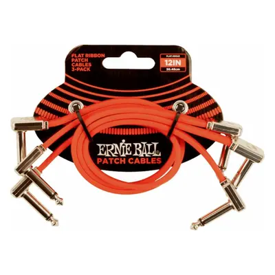 Ernie Ball 12" Flat Ribbon Patch Cable Red 3-Pack cm Lomený - Lomený Patch kabel