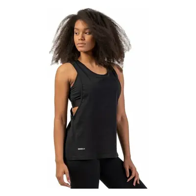 Nebbia Sleeveless Loose Cross Back Tank Top "Feeling Good" Black Fitness tričko