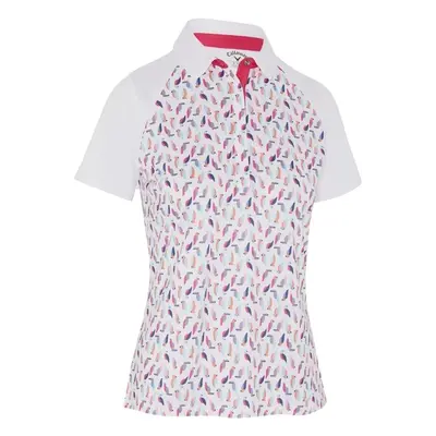 Callaway Birdie/Eagle Printed Short Sleeve Womens Brilliant White Polo košile