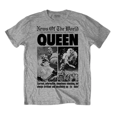 Queen Tričko News of the World 40th Front Page Unisex Grey