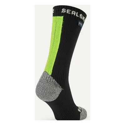 Sealskinz Waterproof All Weather Mid Length Sock With Hydrostop Black/Neon Yellow Cyklo ponožky