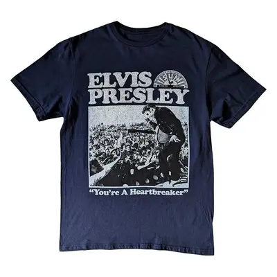 Elvis Presley Tričko Heartbreaker Unisex Navy Blue