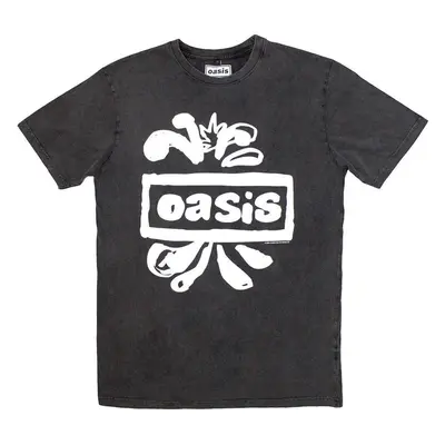 Oasis Tričko Logo Splat Stone Wash Unisex Charcoal Grey