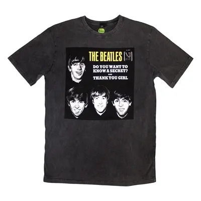 The Beatles Tričko VJ Secret Sleeve Stone Wash Unisex Charcoal Grey