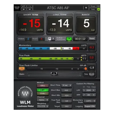 Waves WLM Plus Loudness Meter (Digitální produkt)