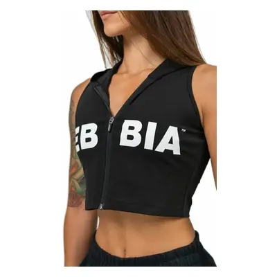 Nebbia Sleeveless Zip-Up Hoodie Muscle Mommy Black Fitness mikina