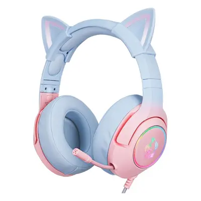 Onikuma K9 RGB Wired Gaming Headset With Cat Ears Modrá-Růžová PC sluchátka