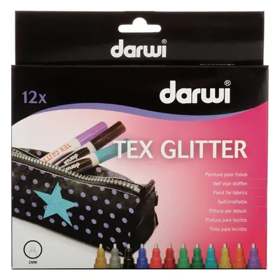 Darwi Tex Fabric Glitter Marker Set Sada textilních fixů x ml