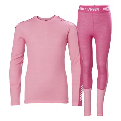 Helly Hansen JR Lifa Merino Midweight Set Sugar Pink Technická spodní vrstva