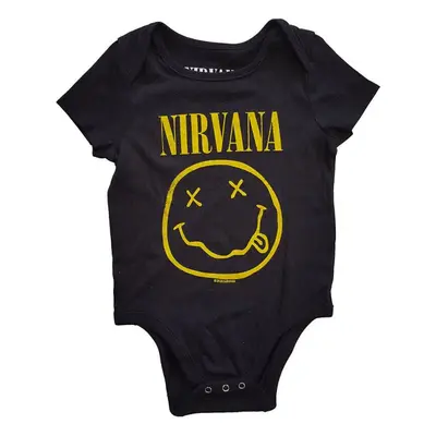 Nirvana Tričko Yellow Happy Face Kids Black - měs