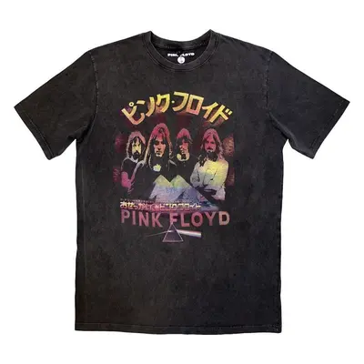 Pink Floyd Tričko Japan Poster Stone Wash Unisex Charcoal Grey