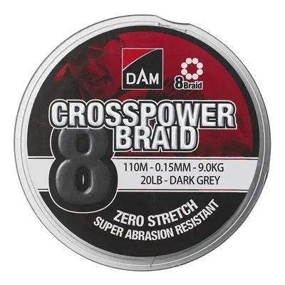 DAM Crosspower 8-Braid Dark Grey 0,20 mm m 12,6 kg Šňůra