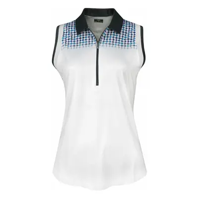 Callaway Womens Engineered Evanescent Geo Sleeveless Brilliant White Polo košile