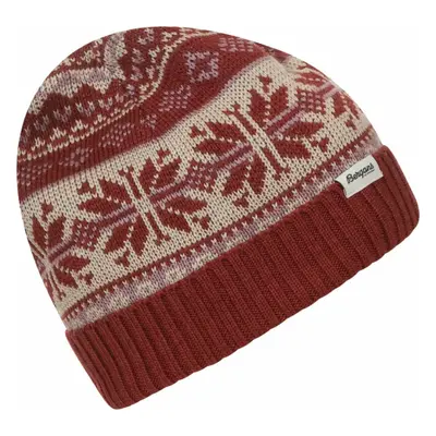 Bergans Jacquard Beanie Chianti Red/Lilac Chalk/Chalk Sand Lyžařská čepice