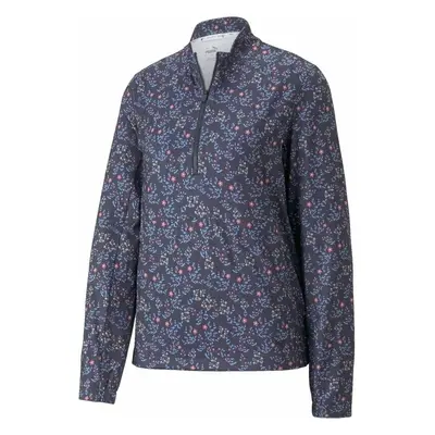 Puma Micro Floral Cloudspun 1/4 Zip Navy Blazer Sweatshirt