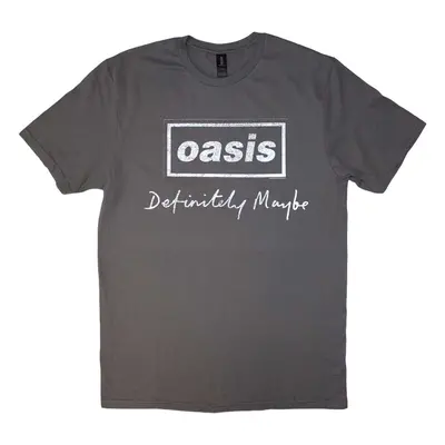 Oasis Tričko Definitely Maybe Distressed Text Logo Unisex Charcoal Grey