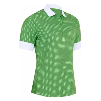 Callaway Women Above The Elbow Sleeve Printed Button Bright Green Polo košile