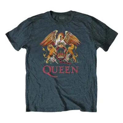 Queen Tričko Classic Crest Unisex Heather Blue