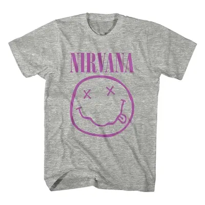 Nirvana Tričko Purple Happy Face Unisex Grey