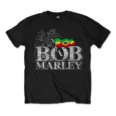 Bob Marley Tričko Distressed Logo Unisex Black