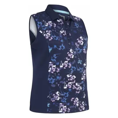 Callaway Women Allover Butterfly Floral Printed Peacoat Polo košile