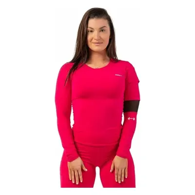 Nebbia Long Sleeve Smart Pocket Sporty Top Pink Fitness tričko