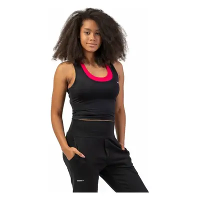 Nebbia Sporty Slim-Fit Crop Tank Top Black Fitness tričko