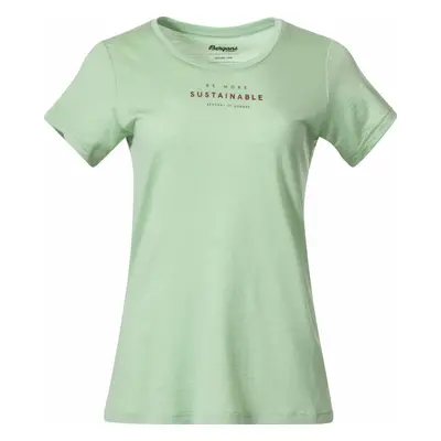 Bergans Graphic Wool Tee Women Light Jade Green/Chianti Red Tričko