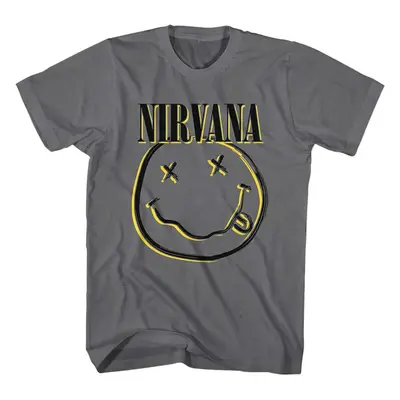 Nirvana Tričko Inverse Happy Face Unisex Charcoal Grey