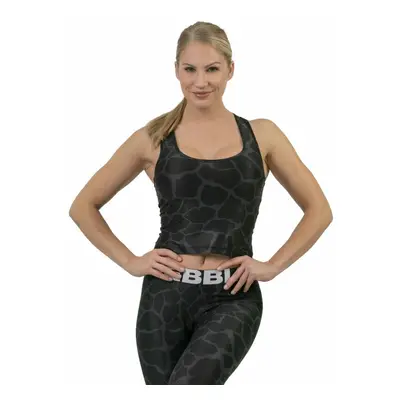 Nebbia Nature Inspired Sporty Crop Top Racer Back Black Fitness tričko