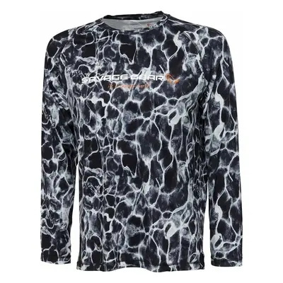 Savage Gear Tričko Night UV Long Sleeve T-Shirt Black Waterprint