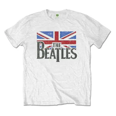 The Beatles Tričko Drop T Logo & Vintage Flag Kids White - let