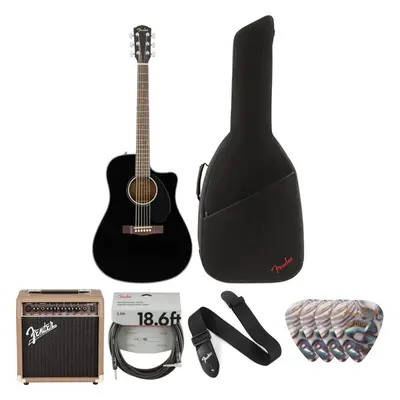 Fender CD-60SCE Dreadnought WN Deluxe SET Black Elektroakustická kytara Dreadnought