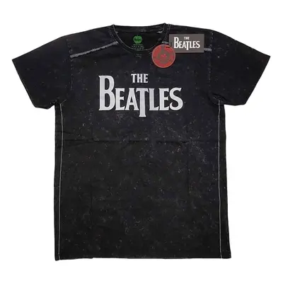 The Beatles Tričko Drop T Logo Snow Wash Unisex Black