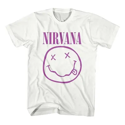 Nirvana Tričko Purple Happy Face Unisex White