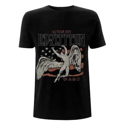 Led Zeppelin Tričko US Tour Flag Unisex Black