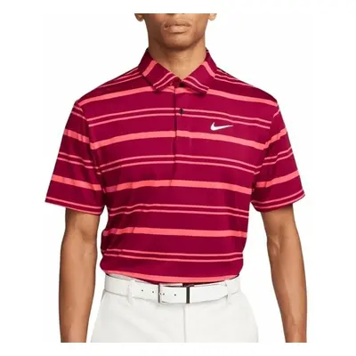 Nike Dri-Fit Tour Mens Stripe Noble Red/Ember Glow/White Polo košile