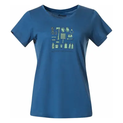 Bergans Graphic Wool Tee Women North Sea Blue/Jade Green/Navy Blue Tričko