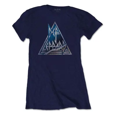 Def Leppard Tričko Triangle Logo Womens Navy Blue