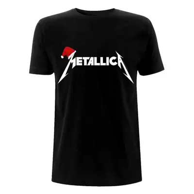 Metallica Tričko Santa Hat Logo Unisex Black