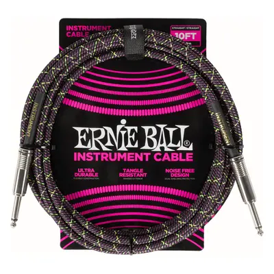 Ernie Ball Braided Instrument Cable Straight/Straight m Rovný - Rovný Nástrojový kabel