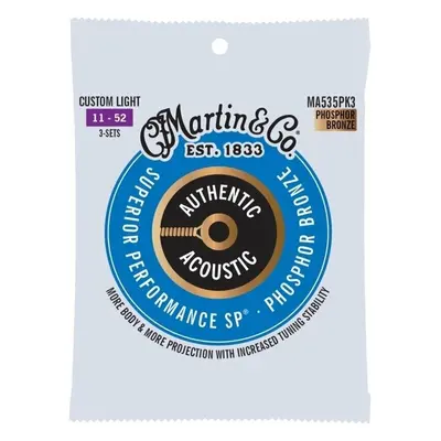 Martin Authentic SP 92/8 Phosphor Bronze Custom Light 3-Pack Struny pro akustickou kytaru