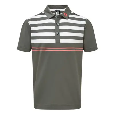 Footjoy Stretch Pique with Graphic Stripes Granite/White/Watermelon Polo košile