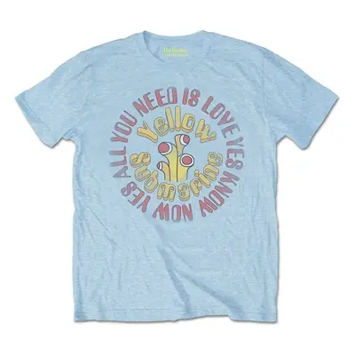 The Beatles Tričko Yellow Submarine All You Need Is Love Circle Vintage Unisex Light Blue